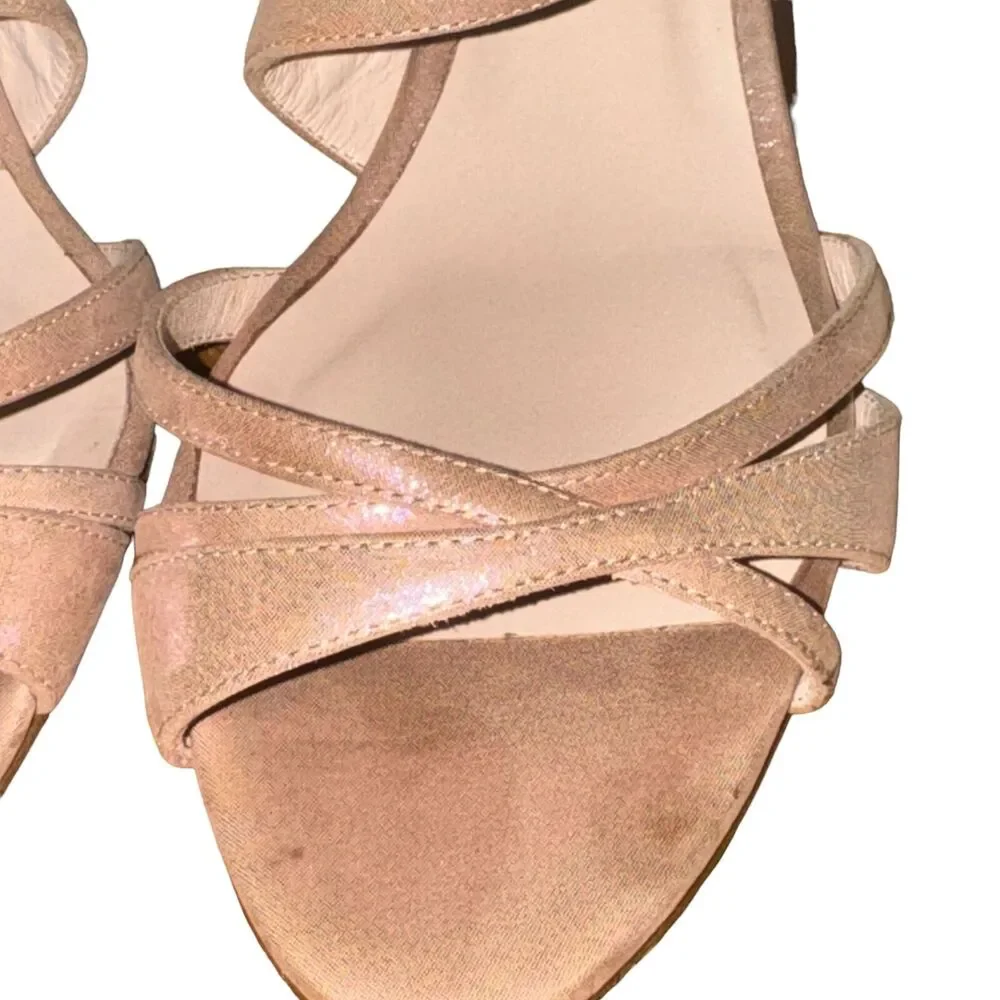 LK Bennett Lourdes Stiletto Heels Womens 10 Rose Pink Metallic Leather Slingback